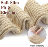 Arm Sleeves - Women's Long Fingerless - Knitted Y2K Arm Sleeves - (Beige) - Front View
