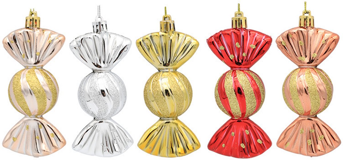 Christmas Decorations - Christmas Decorations - Painted Candy Tree Decorations - Rose Gold (5 per box)
