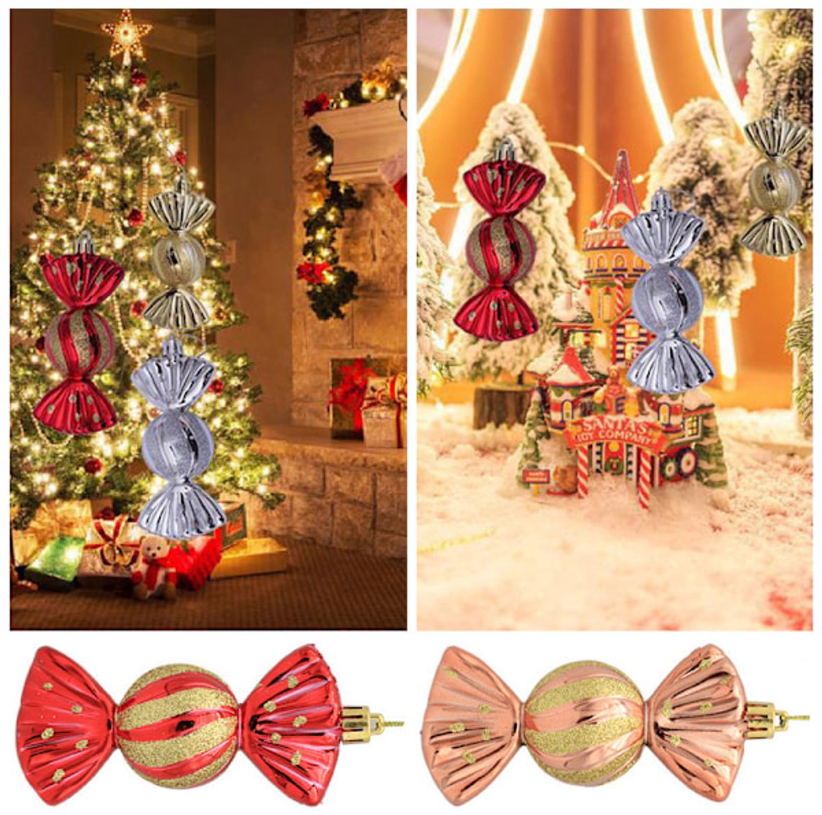 Christmas Decorations - Christmas Decorations - Painted Candy Tree Decorations - Rose Gold (5 per box)
