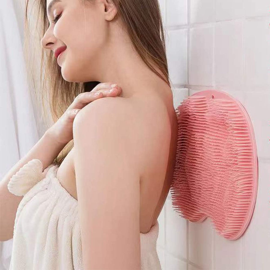 Shower Mat - Non-Slip Bath Mat - Foot Cleansing Pad, Back Scrub Pad, Exfoliating Bath Scrub Pad, Non-Slip Wall Suction Cup - Suitable for Men and Women (Pink)
