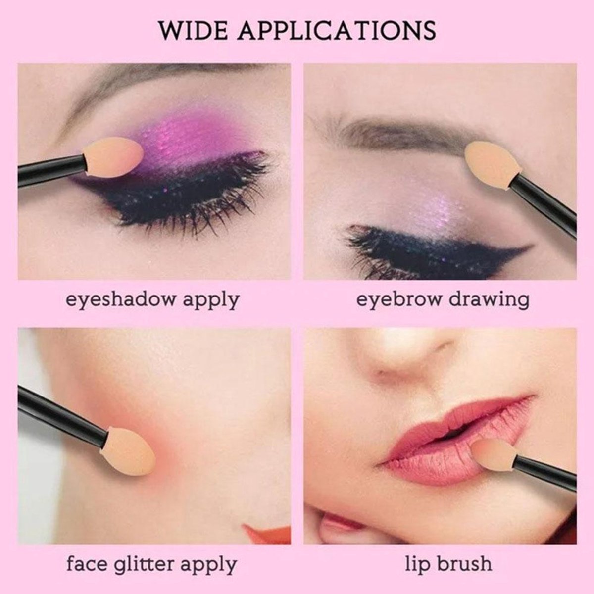 Eyeshadow Brushes - Eyeshadow Applicators - Eyeshadow Sponges - 50 pieces