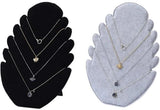 Set of two - Necklace display rack with 5 compartments - Velvet fabric - for hanging necklaces and storing jewelry