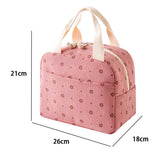 Lunch Bag - Corduroy - Lunch Box for Students/Work - Insulated Bag - Waterproof - Portable Handle - Cute Lunch Bag - Pink