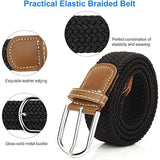 Women's Braided Belt - Stretch Canvas - Elastic Waistband - 2-Pack - No Holes