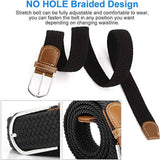 Women's Braided Belt - Stretch Canvas - Elastic Waistband - 2-Pack - No Holes