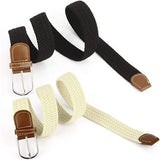Women's Braided Belt - Stretch Canvas - Elastic Waistband - 2-Pack - No Holes - 45-Degree Angle