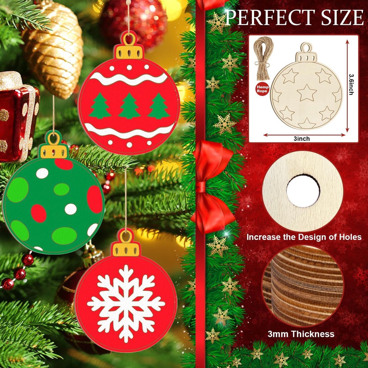 Christmas Decorations - Ornaments - DIY - Christmas Gifts - Wooden Christmas Decorations - Party Decorations
