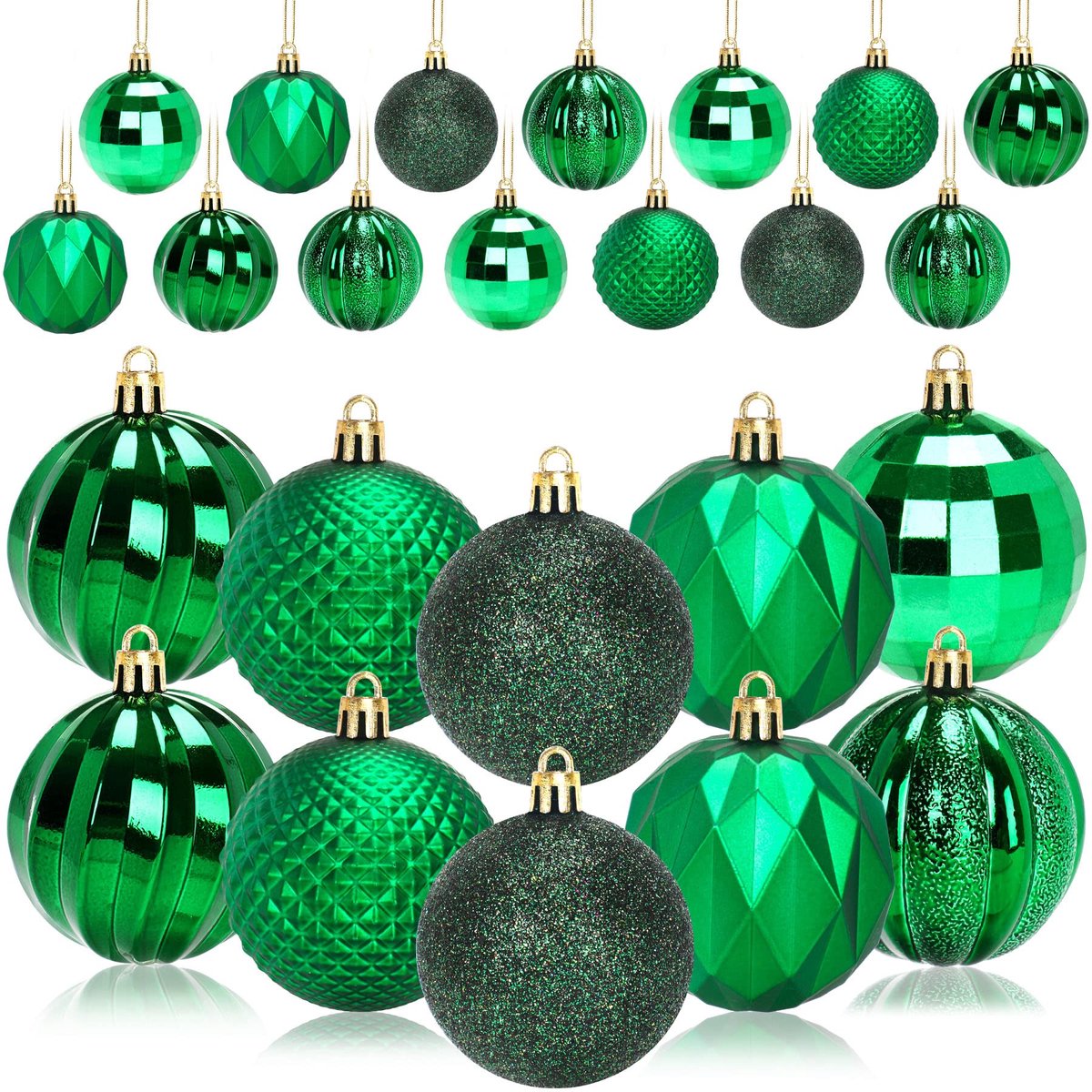 Christmas Baubles - 24 pieces - Large size, 6 cm diameter - Unbreakable plastic - Christmas tree decoration - Various Christmas bauble decorations suitable for weddings, Mother's Day party decorations (vegetable)