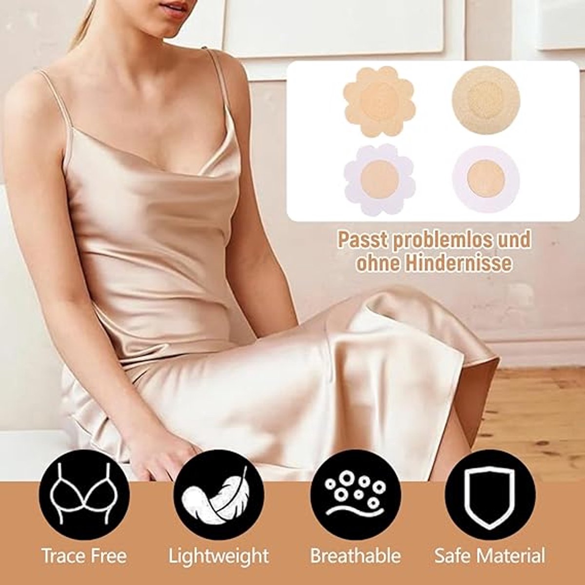 80 Invisible Nipple Shields - Disposable Nipple Shields - Nipple Shields for Women - Breathable Breast Shields - Unisex Nipple Shields - Round and Plum Shape - Off White - One Size