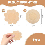 80 Invisible Nipple Shields - Disposable Nipple Shields - Nipple Shields for Women - Breathable Breast Shields - Unisex Nipple Shields - Round and Plum Shape - Off White - One Size