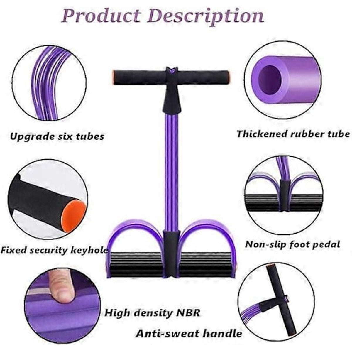 Abdominal Trainer - Abdominal Exercises - Home Full Body Expander - 6 Tubes - Elastic Drawstring