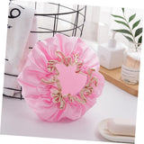 Four-Piece Double Layer Shower Cap Set - Hair Salon - Shower Cap Cover - Kitchen Cap - Pink - Gray - Brown - Light Pink - Women's Essential Bathroom Supplies - Front View