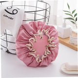 Four-Piece Double Layer Shower Cap Set - Hair Salon - Shower Cap Cover - Kitchen Cap - Pink - Gray - Brown - Light Pink - Women's Essential Bathroom Supplies - Close-Up Angle