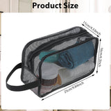 Toiletry Bag - Black Mesh Toiletry Bag - Perfect for travel, toiletry bag organizer, gym, camping - Side View