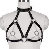 Bra Straps - Punk Cupless Bra Straps - Bra Tops - Bra Support - Bra Chains - Front View