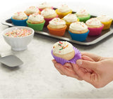 Baking Trays - Round Reusable Baking Trays - Pack of 12 (Ovenproof up to 220°C) - Assorted Colors - Top-Down View