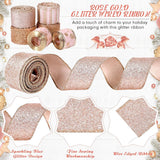 6 Rolls - Sparkling Gold Silk - Suitable for Christmas Trees, Gift Bows, DIY Crafts, Wreaths & Home Decor - 1.5