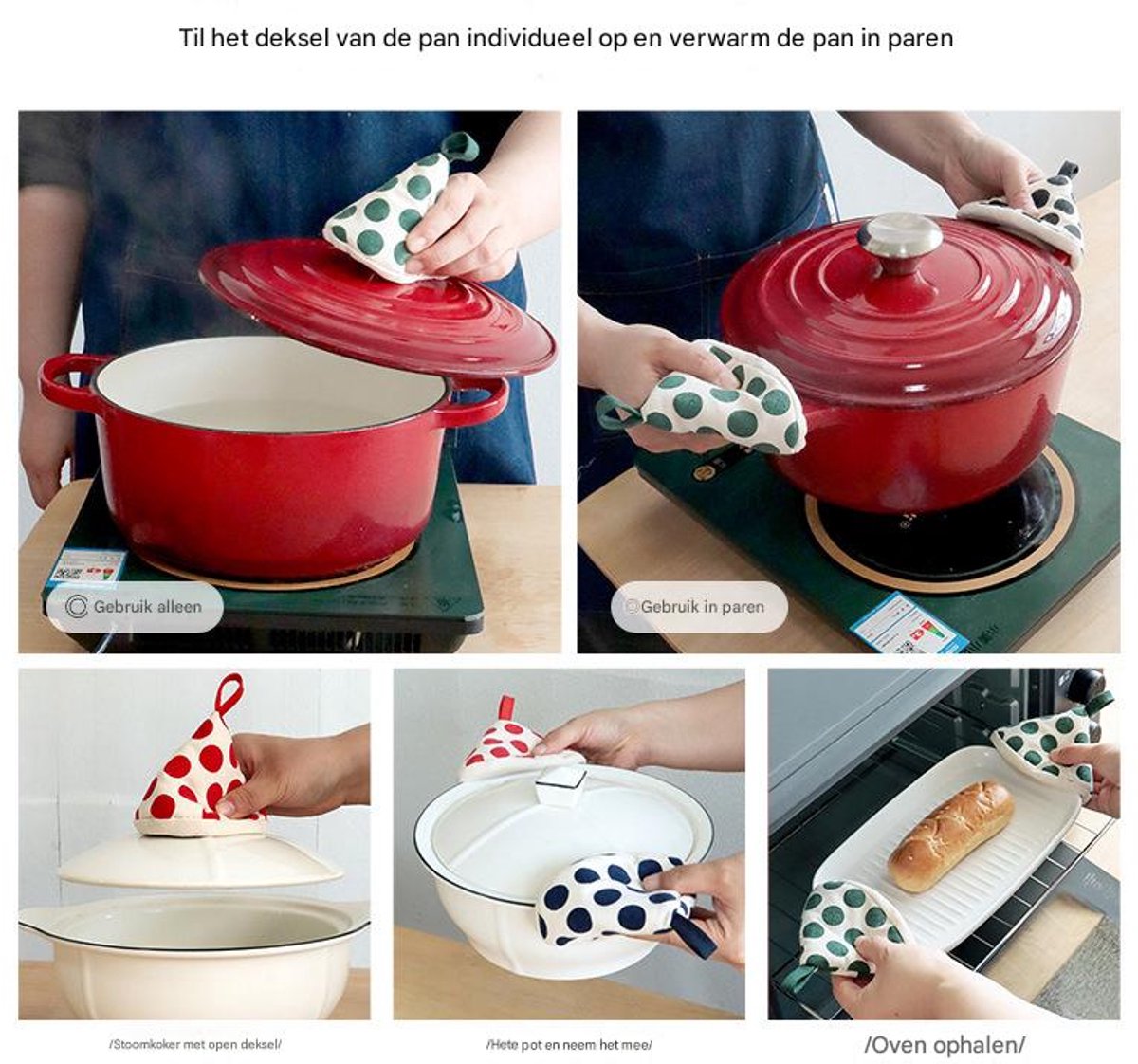 Gloves - Insulated gloves - burn gloves - microwave - oven - kitchen pot lid - frying pan lid - Thickened heat-insulating gloves - 6 pieces