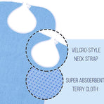 2-Pack - Stain-Resistant Feeding Bibs - Adjustable - Elderly Care Bibs - Light Blue