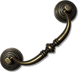 10 Pieces 4.25 Inch Center Hole Shabby Chic Drawer Pulls - Antique Bronze Kitchen Cabinet Pulls with Buckles (108mm/Antique Bronze) - Front View