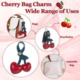 Bag Charms - Cute Leather Cherry Shape Pendant PU Cherry Bag Charms - for Bags - Suitable for Women and Girls - Front View