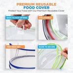 Pop-Up Food Umbrellas with Fine Mesh - Foldable Bottomless Insect Screen - Ideal for Home and Camping - Green 3-Pack