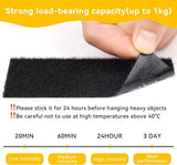 Self-adhesive hook and loop tape - 20 sheets - 50 x 100 mm Self-adhesive hook and loop tape - Wide hook and loop adhesive pads - Ideal for sewing, DIY projects, office supplies and crafts - Top-Down View