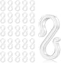 Hooks - Groove Hooks - 50 pieces - 3.5 cm - Transparent - Reusable plastic - Mini S-shaped design - Groove clips for outdoor lighting - Holds Christmas decorations securely