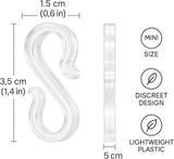 Hooks - Groove Hooks - 50 pieces - 3.5 cm - Transparent - Reusable plastic - Mini S-shaped design - Groove clips for outdoor lighting - Holds Christmas decorations securely - Side View
