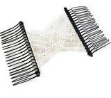 6-Pack Pearl Hair Combs - Elastic Magic Hairpins - Hair Clamps - Hair Clip - Black & White - For All Hair Types - Front View