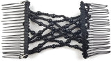6-Pack Pearl Hair Combs - Elastic Magic Hairpins - Hair Clamps - Hair Clip - Black & White - For All Hair Types - Side View