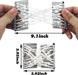 6-Pack Pearl Hair Combs - Elastic Magic Hairpins - Hair Clamps - Hair Clip - Black & White - For All Hair Types