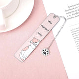Bookmarks - Set of 2 - Cat Bookmarks - Gifts for Cat Lovers - Cute Bookmarks - Bookmark Gifts for Book Lovers - Reading Bookmarks - Gifts for Boys, Girls, Kids & Friends - Stainless Steel (Style B) - Front View