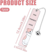 Bookmarks - Set of 2 - Cat Bookmarks - Gifts for Cat Lovers - Cute Bookmarks - Bookmark Gifts for Book Lovers - Reading Bookmarks - Gifts for Boys, Girls, Kids & Friends - Stainless Steel (Style B) - Rear View