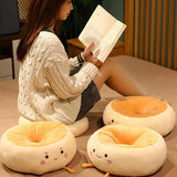 Round Seat Cushion - Round Chair Cushion - Donut Seat Cushion - Cute and Soft Decorative Cushion - Cartoon Design - Suitable Chairs for Bedrooms, Schools and Offices - 38*38*14cm (Smile Style) - Side View