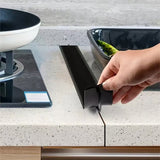 Sealing Strip for Hobs - Silicone Sealing Strip - Gap Filler Strip - Seals gaps between kitchen countertops, appliances, stoves, ovens, washing machines and dryers - Set of 2 (Black) - Front View
