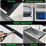 Sealing Strip for Hobs - Silicone Sealing Strip - Gap Filler Strip - Seals gaps between kitchen countertops, appliances, stoves, ovens, washing machines and dryers - Set of 2 (Black) - 45-Degree Angle