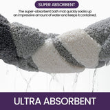 Living room carpet - Bathroom carpet - Non-slip bath mat - 40 x 60 cm - Absorbent underlay - Machine-washable carpet with soft water microfiber - Suitable for bathtubs, showers, Gray - Side View