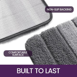 Living room carpet - Bathroom carpet - Non-slip bath mat - 40 x 60 cm - Absorbent underlay - Machine-washable carpet with soft water microfiber - Suitable for bathtubs, showers, Gray - Top-Down View