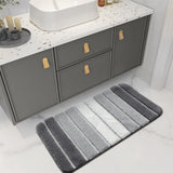 Living room carpet - Bathroom carpet - Non-slip bath mat - 40 x 60 cm - Absorbent underlay - Machine-washable carpet with soft water microfiber - Suitable for bathtubs, showers, Gray - Rear View