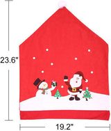 Chair Covers (4 Pieces) - Dining Chair Cover - Sofa Cover - Chair Covers - Christmas Chair Covers - Santa Claus and Snowman Red Hat Christmas Chair Back Cover Set - Perfect for Christmas Holiday Dining Table and Chair Decorations - Home Kitchen Party Deco