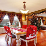 Chair Covers (4 Pieces) - Dining Chair Cover - Sofa Cover - Chair Covers - Christmas Chair Covers - Santa Claus and Snowman Red Hat Christmas Chair Back Cover Set - Perfect for Christmas Holiday Dining Table and Chair Decorations - Home Kitchen Party Deco
