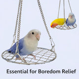 Stainless Steel Bird Toys - Small Pet Toys - Hanging Bird Cage Accessories - Suitable for Various Birds - For Balance Training of Small Parrots, Hamsters, etc. - Side View