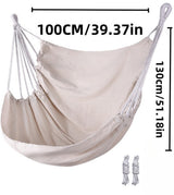 Hanging Chair - Portable Hammock - Comfortable Patio Chair - Suitable for Indoor and Outdoor Use - Maximum Load Capacity 100kg（White, without cushion） - Front View