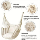 Hanging Chair - Portable Hammock - Comfortable Patio Chair - Suitable for Indoor and Outdoor Use - Maximum Load Capacity 100kg（White, without cushion） - Side View