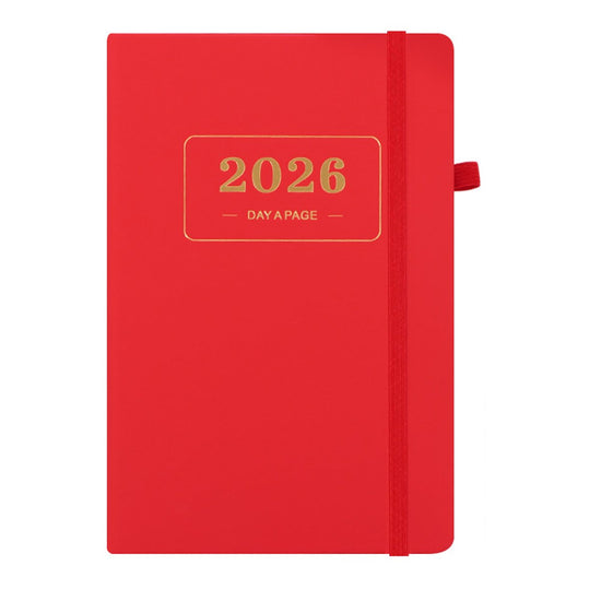 2026 Daily Planner  2026 Adult Agenda  1 Day on 1 Page  365 Day Planner & Notebook  14.0*20.8cm  Red