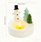 1 Piece - Ceramic Tea Light Holder - Desk Decoration - Snowman Candle Holder - Dining Table Ornament - Farmhouse Winter Decoration (Style 1) - Top-Down View