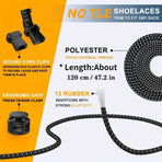 Sneaker Laces 120CM suitable for Sneakers - Elastic laces without a tie - Suitable for students and adults - With strong buckle and quick-release function (White)