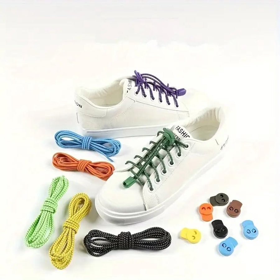 Sneaker Laces 120CM suitable for Sneakers - Elastic laces without a tie - Suitable for students and adults - With strong buckle and quick-release function (White)