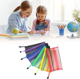 Storage Bags - Set of 6 - Pencil Case - 6 different colored mesh pockets with zipper - Nylon pencil case - 23x12 cm - Top-Down View
